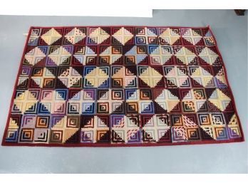 An Abstract Modern Multi Color Geometric Patterned Wool Rug Made In India