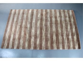 Brown And Beige Wool Rug Made In India