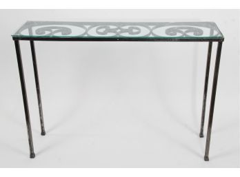 Wrought Iron Console Table With Glass Top
