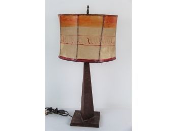 Cast Iron Table Lamp With Buffalo Hide Shade