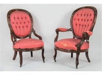 A Pair Of Matching Upholstered Mismatch Mahogany Side Chairs