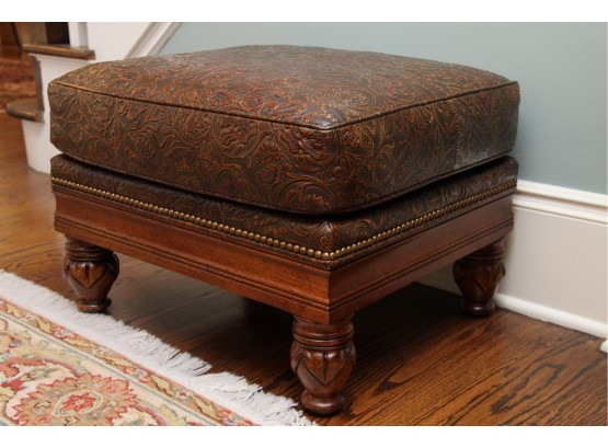 Hancock & Moore Embossed Ottoman With Nail Head Trim
