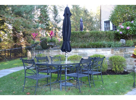 Wrought Iron Patio Table With Chairs And Umbrella