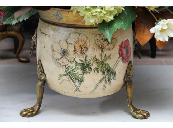 A 20th Century Brass Footed Hand Painted Planter