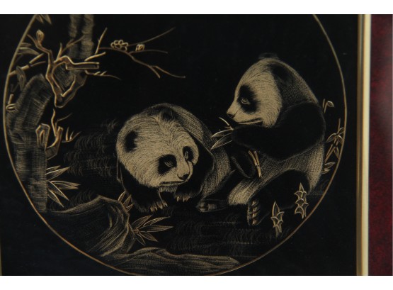 Hand Engraved Panda Bears