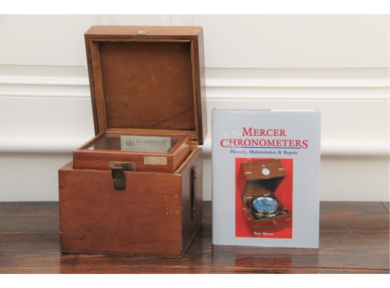 Antique Thomas Mercer Chronometre In Double Box With Book From A Royal Navy Ship