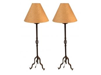 Pair Of Three Legged Floor Lamps
