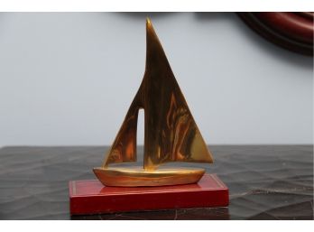 Solid Brass Sail Boat On Stand