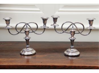 A Georgian Style Pair Of Silver Plate Candle Holders
