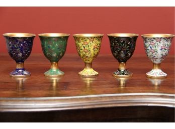 A Fine Collection Of Five Cloisonne Cups