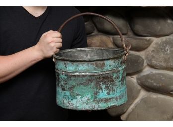 An Antique  Well Patinated Handled  Water Bucket