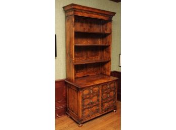 H.L. Holland Reproduction Jacobean Oak Library Bookcase Cabinet  Cost $17,850