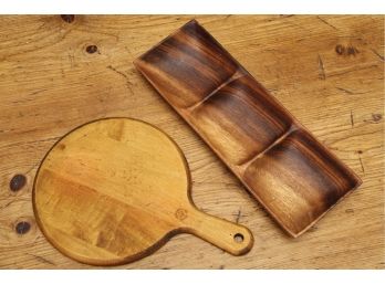 Pair Of Wooden Trays Including Pacific Merchants Agaciaware