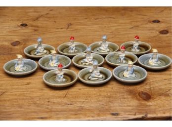 Collection Of Vintage Wade Irish Porcelain Gnome Ring Holder Trinkets