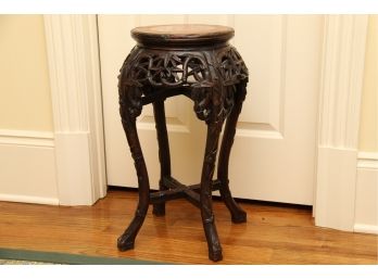 19th Century Antique Chinese Rosewood & Marble Top Display Pedestal Stand