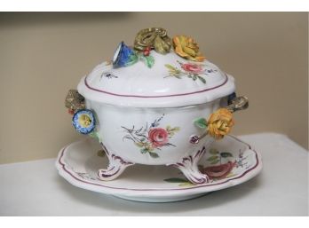 A Tiffany And Co Porcelain Lidded Bowl And Under Dish