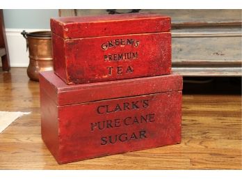 Antique Pine Greens Premium Tea & Clark's Pure Cane Sugar Boxes