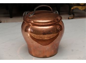 A Vintage Copper Dual Handled Lidded Vessel
