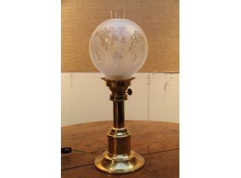 Brass Lamp With World Map Globe