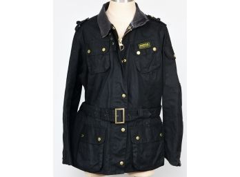 Barbour Belted Black Tartan Jacket - Size 12