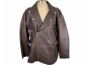 Ganni  Brown Leather Jacket - Size 44