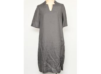 Stefania Carrera Grey Linen Short Sleeve Dress - Size 46