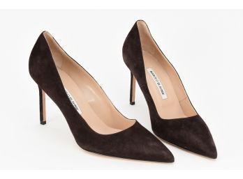 Manolo Blahnik Brown Suede Point To Pumps - Size 40