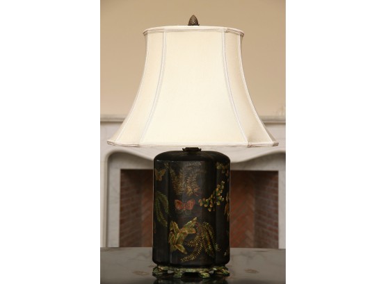 Asian Table Lamp With Butterflies And Midnight Ferns