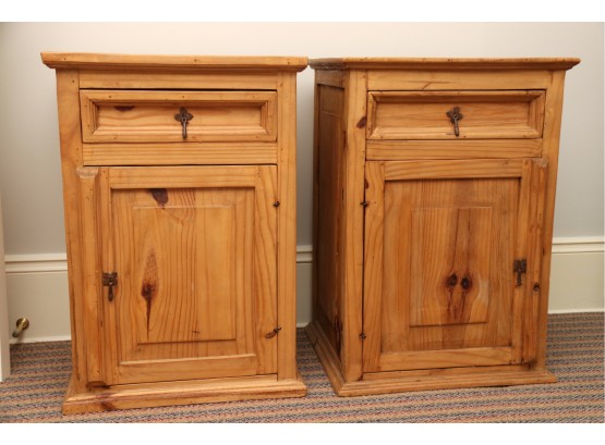 Pair Of Natural Pine Bedside Tables