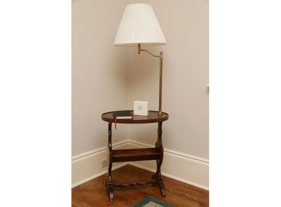 Mahogany Oval Lamp Table With Lower Book Shelf