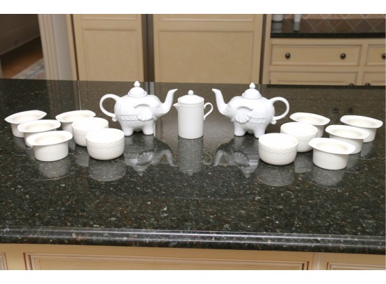 White Elephant Tea Service Pieces  14 Pieces