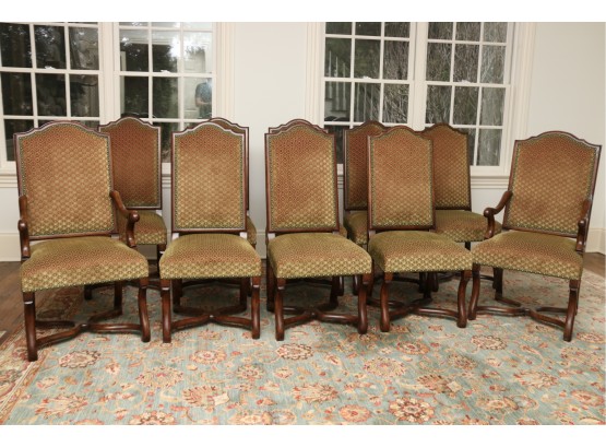 Set Of Ten Louis XV Style Carved Walnut Dining Chairs From Minton-Spidell