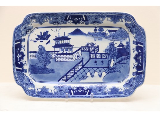 Blue And White Stamped Chinese Plate