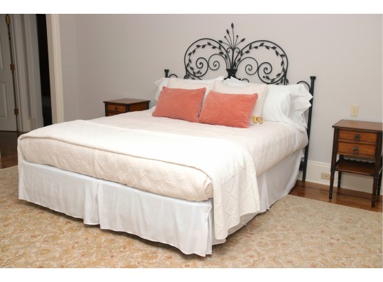 Wrought Iron King Bed With Mattress, Box Spring And Frame