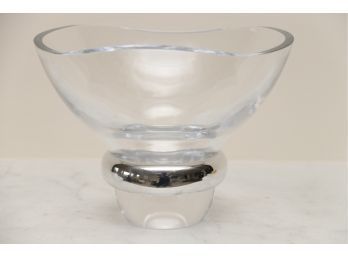Nambe Crystal Bowl With Silver Band