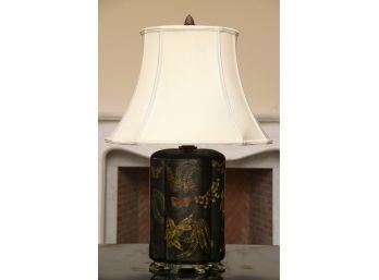 Asian Table Lamp With Butterflies And Midnight Ferns