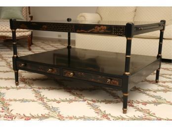 Black Lacquer Chinoisserie Coffee Table