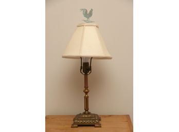 Brass Table Lamp With Rooster Finial  24 Inches Tall