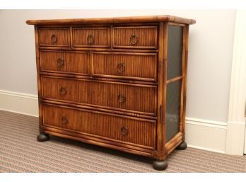 Rattan 7 Drawer Bachelor Chest Of Drawers By Baker For Milling Road