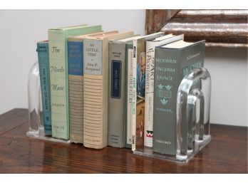 Books In Master Bedroom With Lucite Bookends