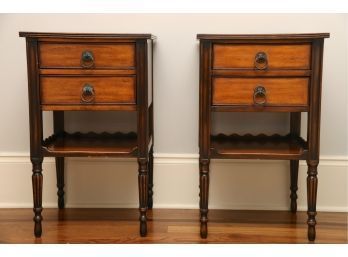 Theodore Alexander Side Tables With Undershelf And Drawer