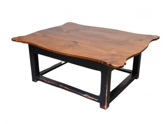 Rustic Distressed Wooden Slab Coffee Table