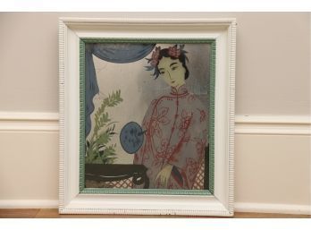 Asian Reverse Painting On Glass Woman