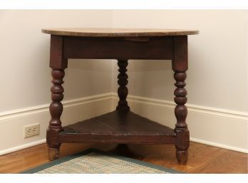 English Pine Cricket Table With Lower Shelf, Circa 1880