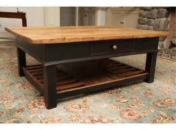 Scrubbed Pine Farmhouse Antique One-Drawer Coffee Table