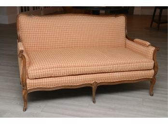 Custom Upholstered French Walnut Settee