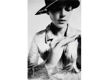 Woman In Fashion Hat For French Vogue Black And White Unframed