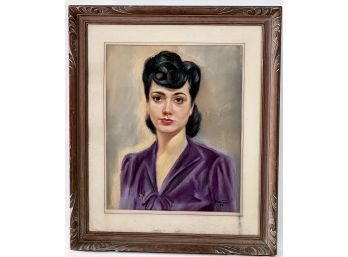 Vintaged 1940s Original Female Portrait Framed