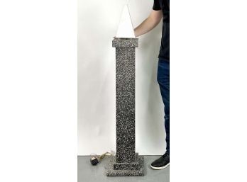 Faux Marble Column Floor Lamp With Pyramid Shade