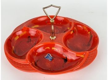 Vintage Mid Century California Red Divided Serving Tray